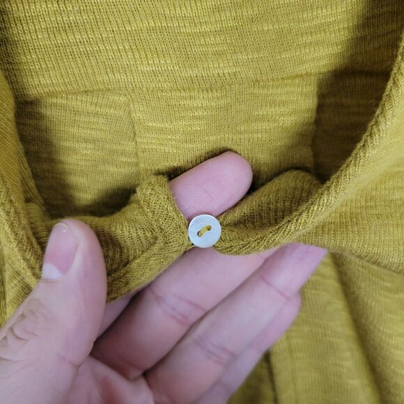 LOGO LORI GOLDSTEIN Mustard One Button Swing Cardigan Lagenlook SIZE MEDIUM - Picture 4 of 11